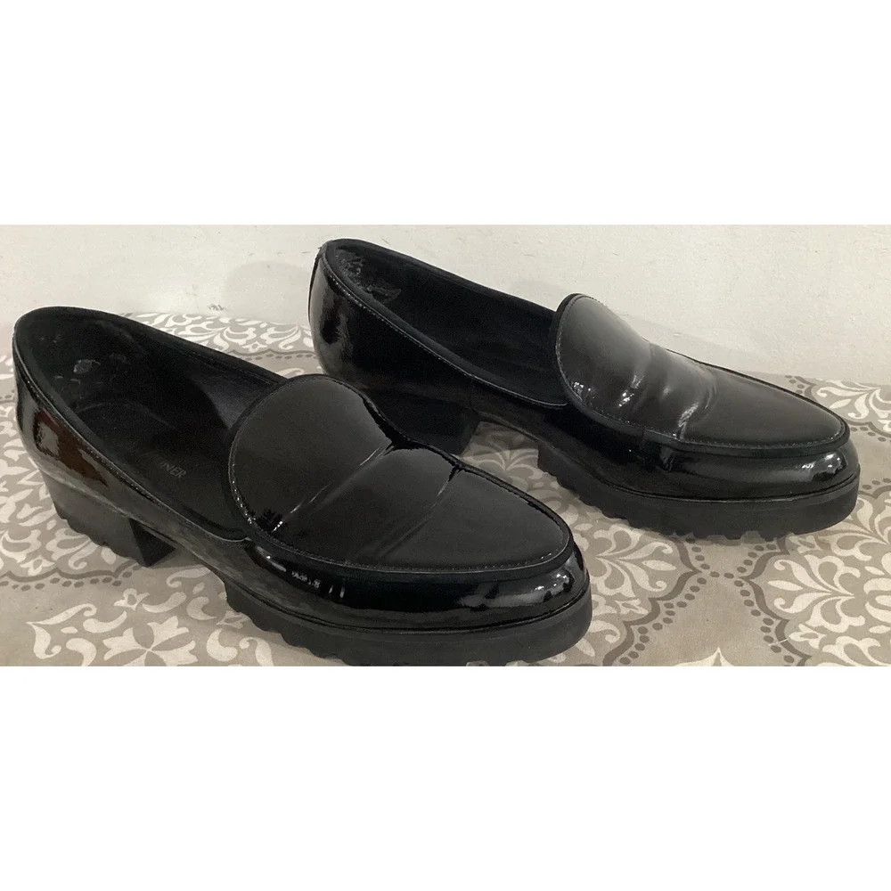 Donald Pliner Men's Black Leather Penny Loafers Size 9.5 M Slip-On Dress Shoes